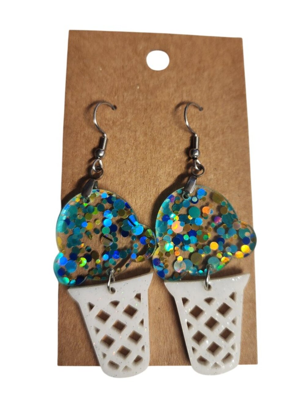 Glitter Ice Cream Cone Dangle Earrings